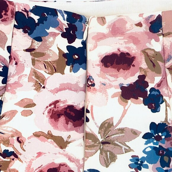 NWT LC Lauren Conrad Runway floral scuba mini skirt Women 12 pink navy coquette - Picture 8 of 10